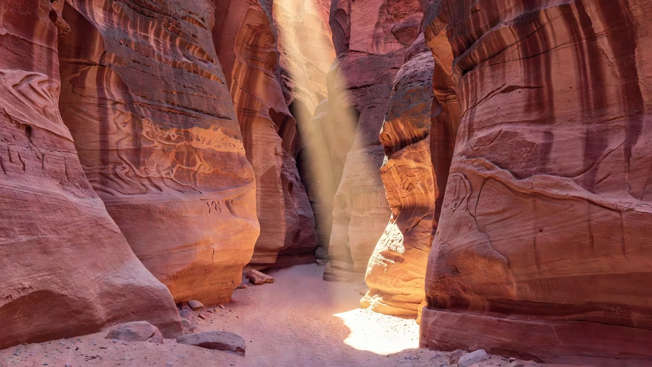 Fachada do Tesouro de Petra escavada na rocha arenosa